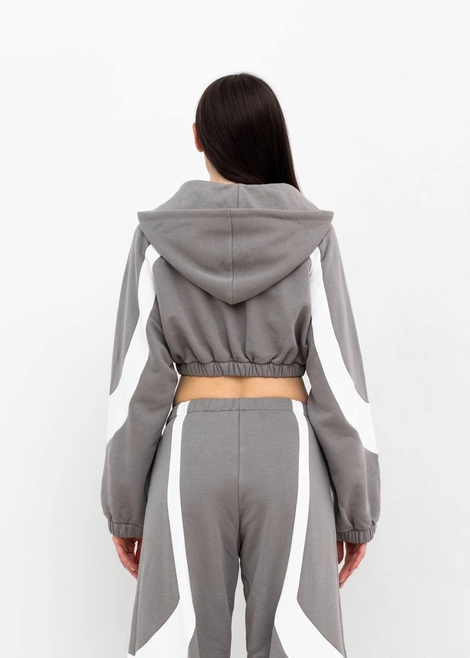 Худи YANG(ЯНГ) в серо-белом цвете - 40-42(XS-S) - Серо-белый