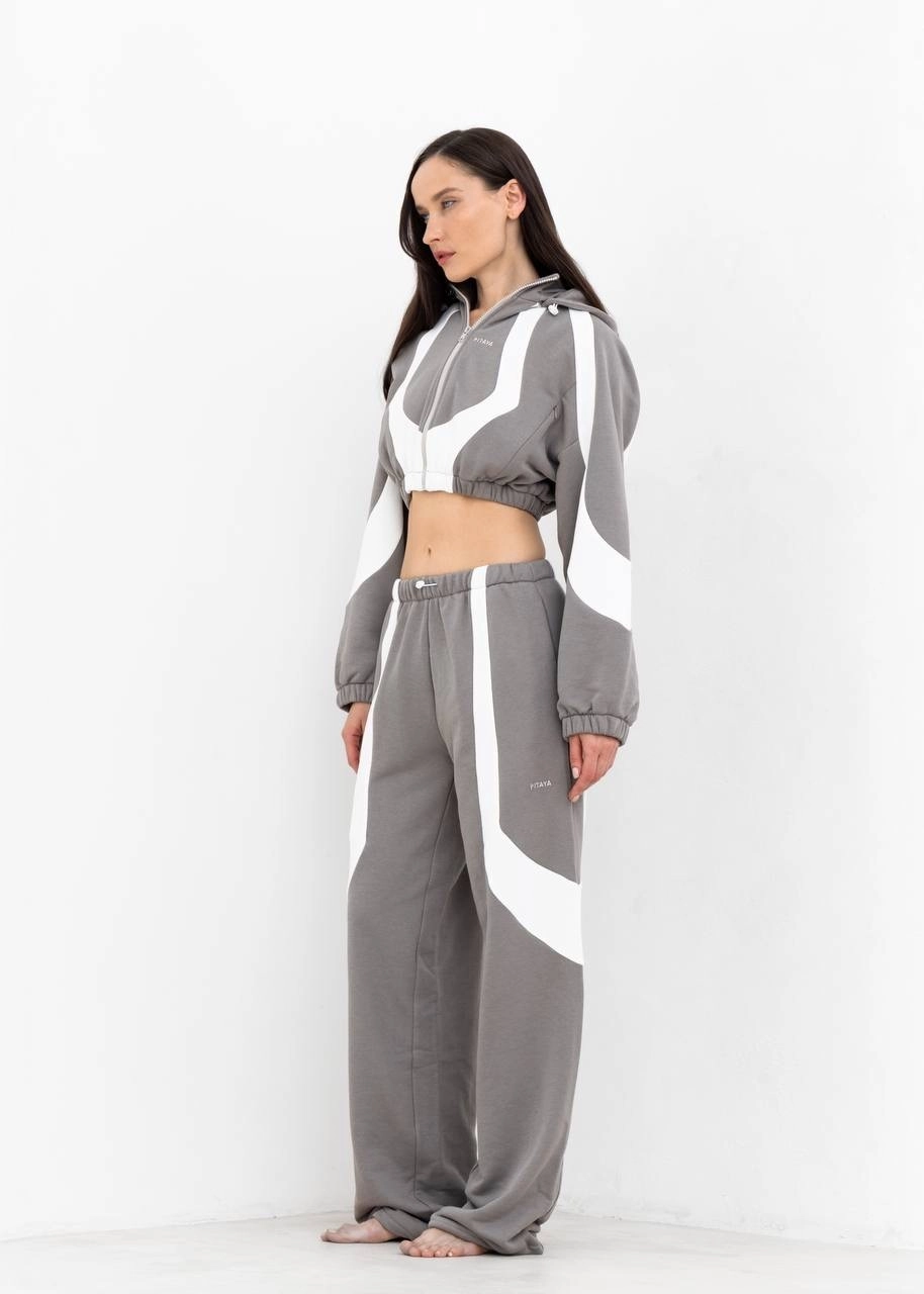 Джоггеры YANG(ЯНГ) в серо-белом цвете - 40-42(XS-S) - Серо-белый