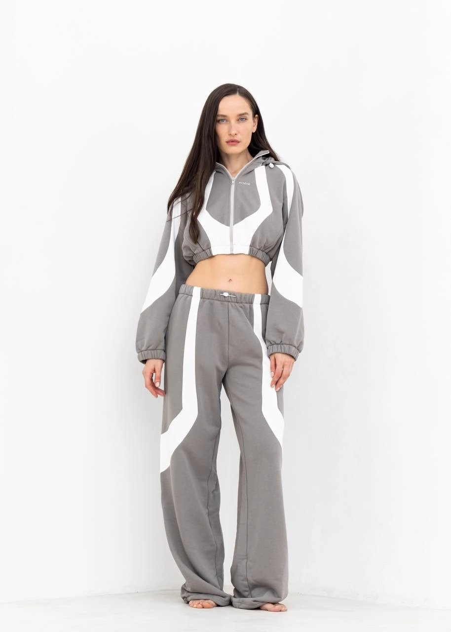 Худи YANG(ЯНГ) в серо-белом цвете - 40-42(XS-S) - Серо-белый