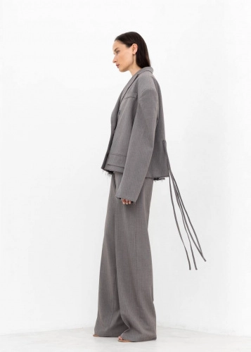 Брюки URBAN SIDE в полоску в серо-бежевом цвете - 40-42 (XS-S) - Серо-бежевый