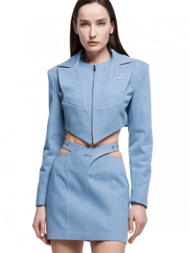 Джинсовый жакет BLOSSOM(БЛОССОМ) в голубом цвете - Голубой - 40-42 (XS-S)